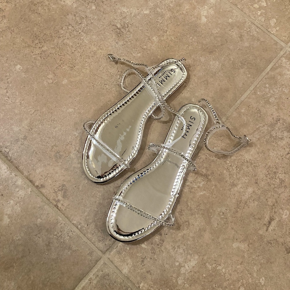ASOS Simmi London Bridal Cobra embellished flat sandals in clear